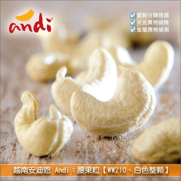 越南安迪恩 Andi：腰果粒【WW210、白色整顆】25lb 糕點,零食