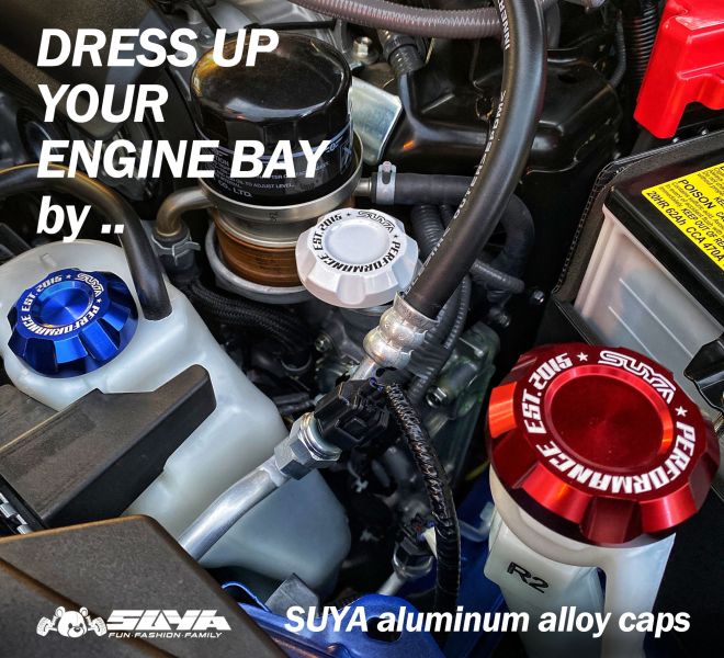 SUYA Aluminum Alloy Engine Bay Caps  (Anode Coloring) 