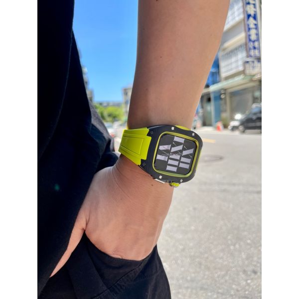 Apple Watch Carbon運動款44mm、45mm (檸檬黃色)碳纖維手錶殼 Apple Watch手錶殼,Apple Watch不鏽鋼殼,Apple Watch錶殼,Apple Watch保護殼,Apple Watch錶帶