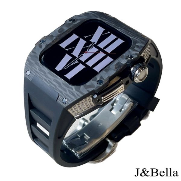 Apple Watch Carbon-D 44mm、45mm 碳纖維鑲鋯石手錶殼 Apple Watch手錶殼,Apple Watch不鏽鋼殼,Apple Watch錶殼,Apple Watch保護殼,Apple Watch錶帶