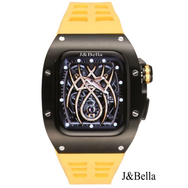 Apple Watch RSC 44mm、45mm 黑色不鏽鋼手錶殼(黃色錶冠+黃色橡膠錶帶) Apple Watch手錶殼,Apple Watch不鏽鋼殼,Apple Watch錶殼,Apple Watch保護殼,Apple Watch錶帶