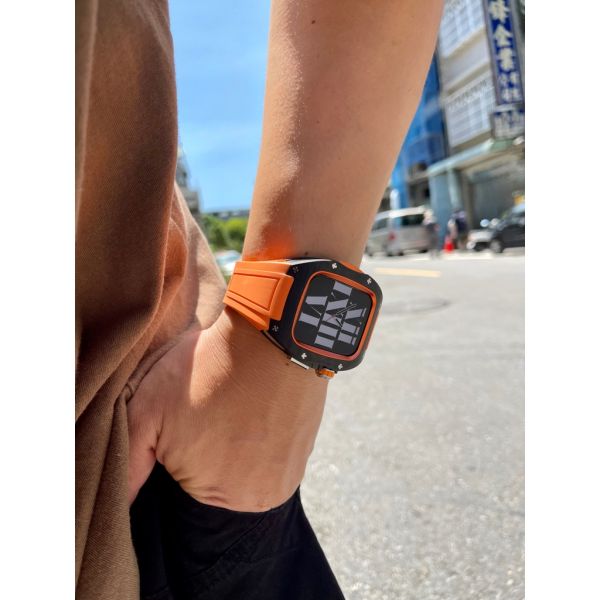 Apple Watch Carbon運動款44mm、45mm (澄色)碳纖維手錶殼 Apple Watch手錶殼,Apple Watch不鏽鋼殼,Apple Watch錶殼,Apple Watch保護殼,Apple Watch錶帶