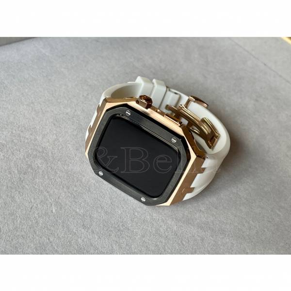 Apple Watch 45mm 玫瑰金黑框不鏽鋼手錶殼-特製款 Apple Watch手錶殼,Apple Watch不鏽鋼殼,Apple Watch錶殼,Apple Watch保護殼,Apple Watch錶帶