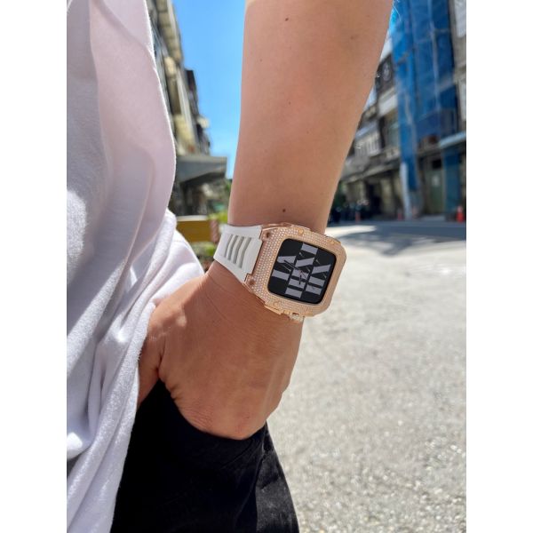 Apple Watch RSC-D 44mm、45mm 玫瑰金鑲鋯石不鏽鋼手錶殼 Apple Watch手錶殼,Apple Watch不鏽鋼殼,Apple Watch錶殼,Apple Watch保護殼,Apple Watch錶帶