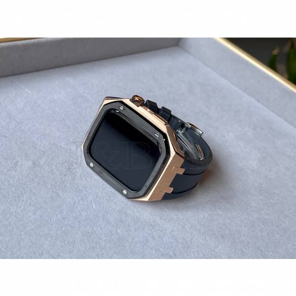 Apple Watch 45mm 玫瑰金黑框不鏽鋼手錶殼-特製款 Apple Watch手錶殼,Apple Watch不鏽鋼殼,Apple Watch錶殼,Apple Watch保護殼,Apple Watch錶帶