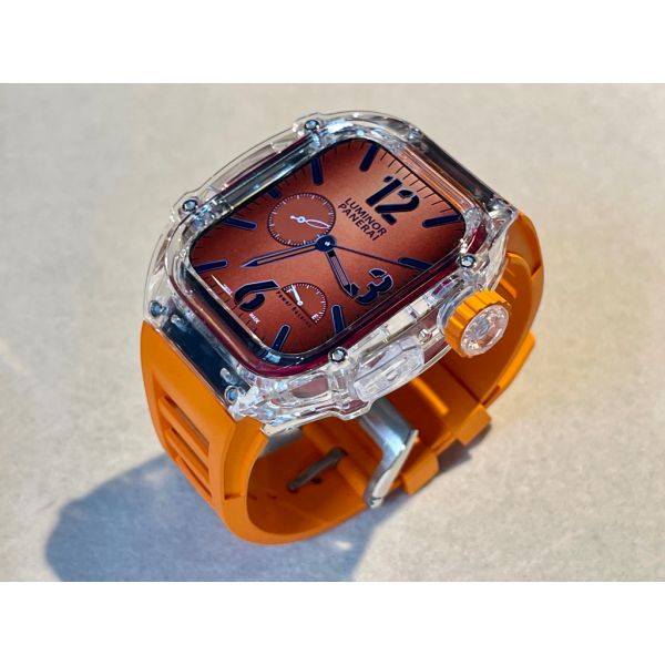 Apple Watch Ice Case 44mm、45mm 透明手錶殼(橘色錶帶) Apple Watch手錶殼,Apple Watch不鏽鋼殼,Apple Watch保護殼,Apple Watch鋁合金殼,Apple Watch透明錶殼,Apple Watch錶帶