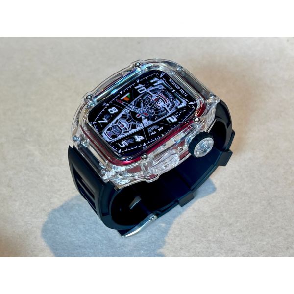 Apple Watch Ice Case 44mm、45mm 透明手錶殼(黑色錶帶) Apple Watch手錶殼,Apple Watch不鏽鋼殼,Apple Watch保護殼,Apple Watch鋁合金殼,Apple Watch透明錶殼,Apple Watch錶帶