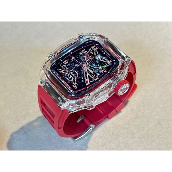 Apple Watch Ice Case 44mm、45mm 透明手錶殼(紅色錶帶) Apple Watch手錶殼,Apple Watch不鏽鋼殼,Apple Watch保護殼,Apple Watch鋁合金殼,Apple Watch透明錶殼,Apple Watch錶帶