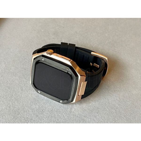 Apple Watch 40mm、41mm、45mm 玫瑰金-黑框不鏽鋼手錶殼 Apple Watch手錶殼,Apple Watch不鏽鋼殼,Apple Watch錶殼,Apple Watch保護殼,Apple Watch錶帶