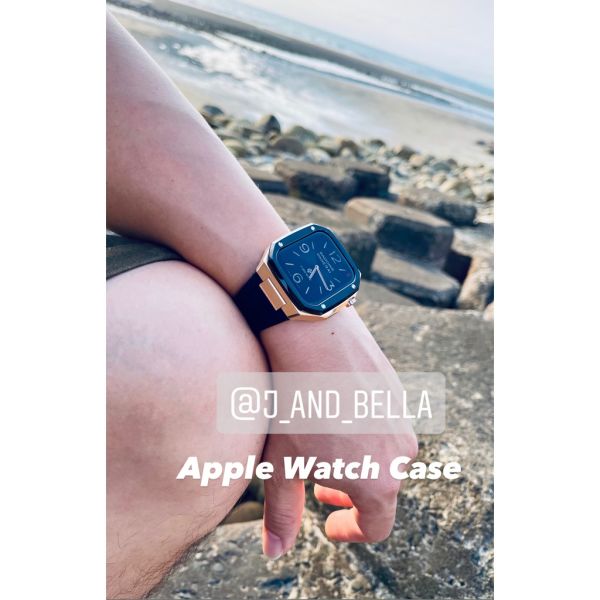 Apple Watch 40mm、41mm、45mm 玫瑰金-黑框不鏽鋼手錶殼 Apple Watch手錶殼,Apple Watch不鏽鋼殼,Apple Watch錶殼,Apple Watch保護殼,Apple Watch錶帶