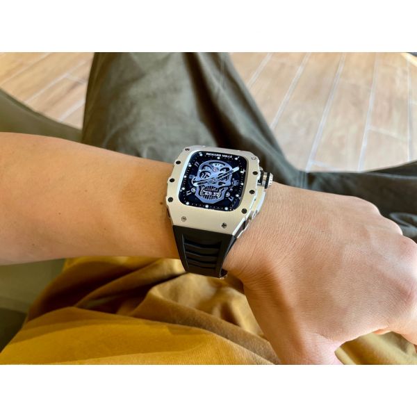 Apple Watch RSC-Aluminum alloy 44mm、45mm 銀色鋁合金手錶殼(黑色橡膠表帶) Apple Watch手錶殼,Apple Watch不鏽鋼殼,Apple Watch保護殼,Apple Watch鋁合金殼,Apple Watch錶帶