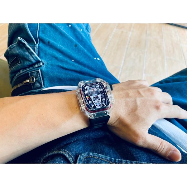 Apple Watch Ice Case 44mm、45mm 透明手錶殼(黑色錶帶) Apple Watch手錶殼,Apple Watch不鏽鋼殼,Apple Watch保護殼,Apple Watch鋁合金殼,Apple Watch透明錶殼,Apple Watch錶帶