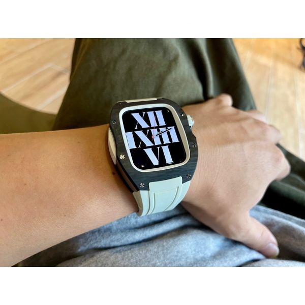 Apple Watch Carbon運動款44mm、45mm (白色)碳纖維手錶殼 Apple Watch手錶殼,Apple Watch不鏽鋼殼,Apple Watch錶殼,Apple Watch保護殼,Apple Watch錶帶