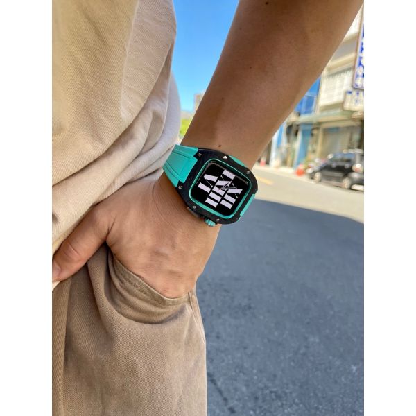 Apple Watch Carbon運動款44mm、45mm (湖水綠色)碳纖維手錶殼 Apple Watch手錶殼,Apple Watch不鏽鋼殼,Apple Watch錶殼,Apple Watch保護殼,Apple Watch錶帶