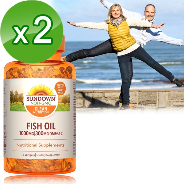 Sundown日落恩賜 高單位精純魚油(72粒x2瓶)組 三高,魚油,omega3,DHA,EPA,維生素E,TG型魚油