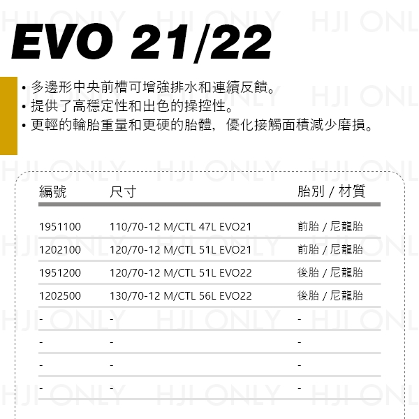 EVO 21/22 中型速克達用-運動型 赫杰,倍耐力,PIRELLI,EVO21,EVO22,中型速克達用,專業型
