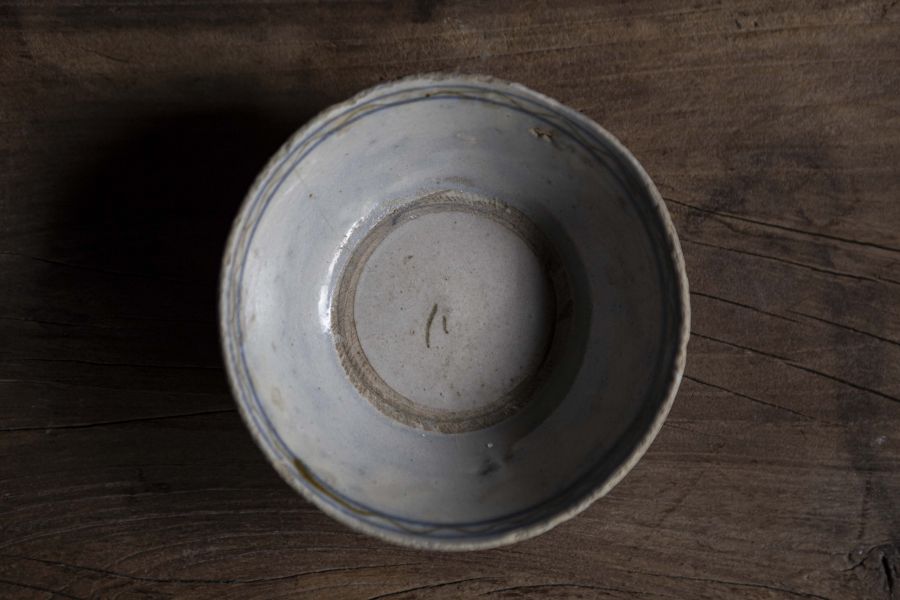 早期疊燒手繪陶碗 