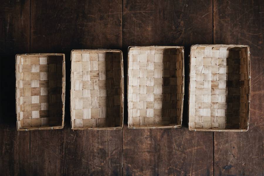 竹編置物盒 