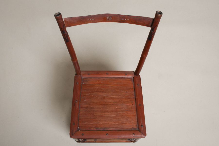 早期方型竹籐椅 
