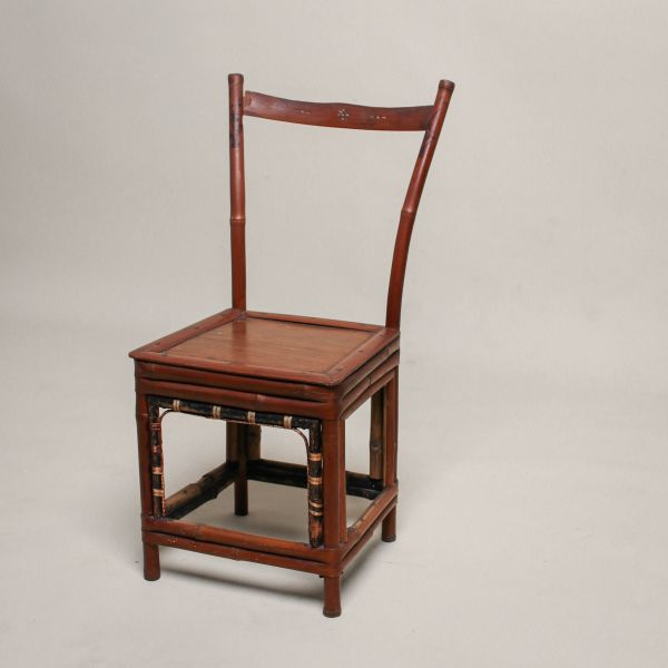 早期方型竹籐椅 