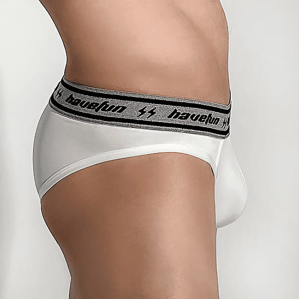 《HaveFun》Microfiber Stretch Brief Underwear-White HaveFun Underwear