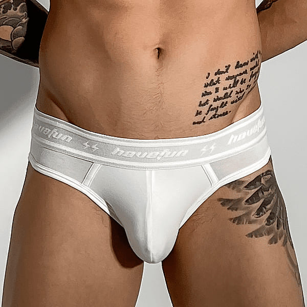 《HaveFun》Cotton USA Brief Underwear-White HaveFun Underwear