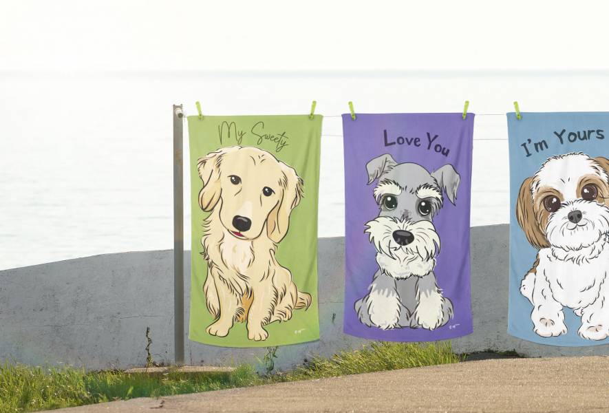 『官網限定特價』寵物圖樣浴巾 毯子 簡約版 - 6底色 / 文字客製 寵物客製