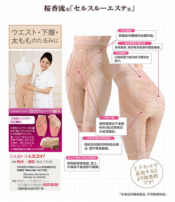 日本原裝進口-ADVANCING櫻香流臀腿美體褲 保暖 消耗熱量 增加代謝 兩個月so 20cm