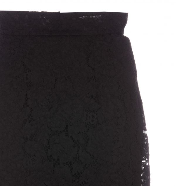 Dolce&Gabbana 女款 DG 彈力蕾絲及膝半裙  黑色  IT40/42 YSL COLLEGE學院包