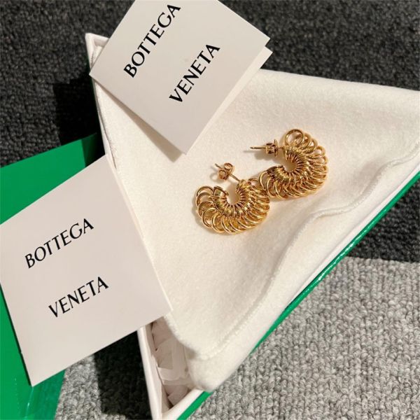 Bottega Veneta 665777 交織環金色耳環 