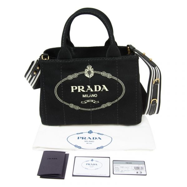 Prada 1BG439 小款厚帆布托特兩用色  黑色 