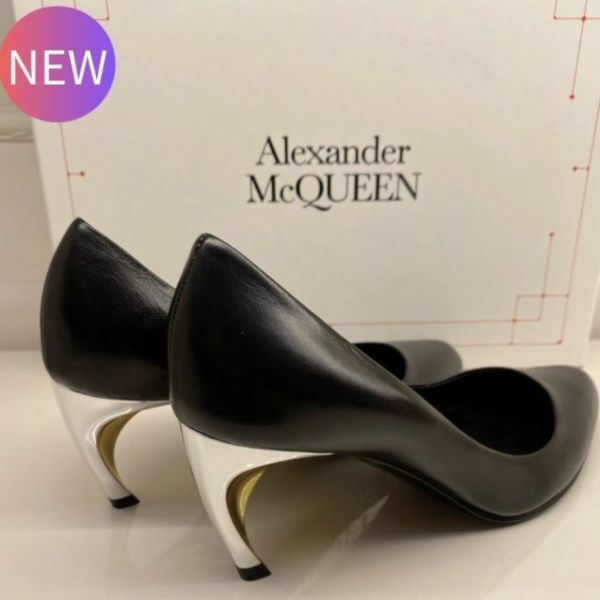 Alexander Mcqueen 780683 女款犰狳鞋跟高跟鞋    黑/銀/金    IT 36/365/37/37.5/38/38.5/39/40 Alexander Mcqueen 780683 女款犰狳鞋跟高跟鞋