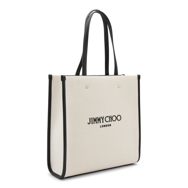 Jimmy Choo 經典 Logo 中款帆布托特包  自然色/黑色 DIOR