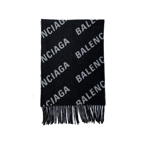 Balenciaga 697725 大型黑色和灰色雙面圍巾 