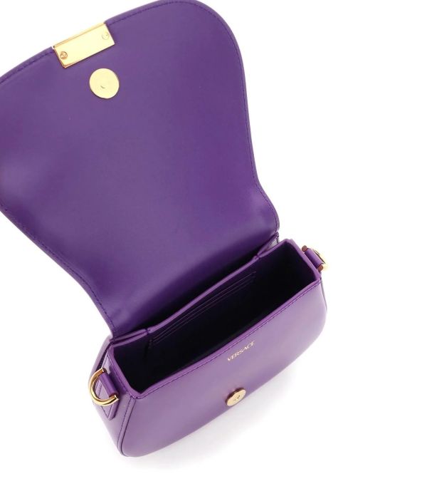 Versace Greca 小款 希臘迷宮女神馬鞍包  紫羅蘭色  附有兩件可替換的肩帶 
