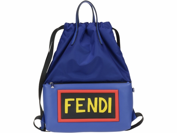Fendi 7VZ034  Vocabulary 牛皮及PVC 手提後背兩用包    藍色 