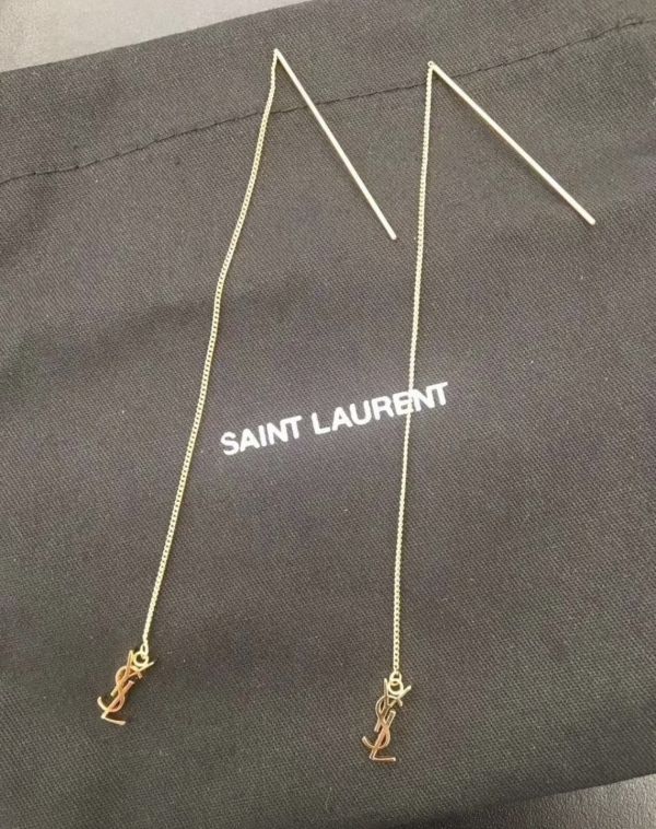 Saint Laurent 63545 OPYUM YSL 金屬長線耳環 銀色 