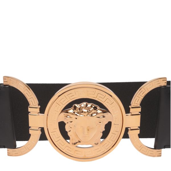 Versace 美杜莎 95 寬腰帶    黑色/金色     M號80-85公分 