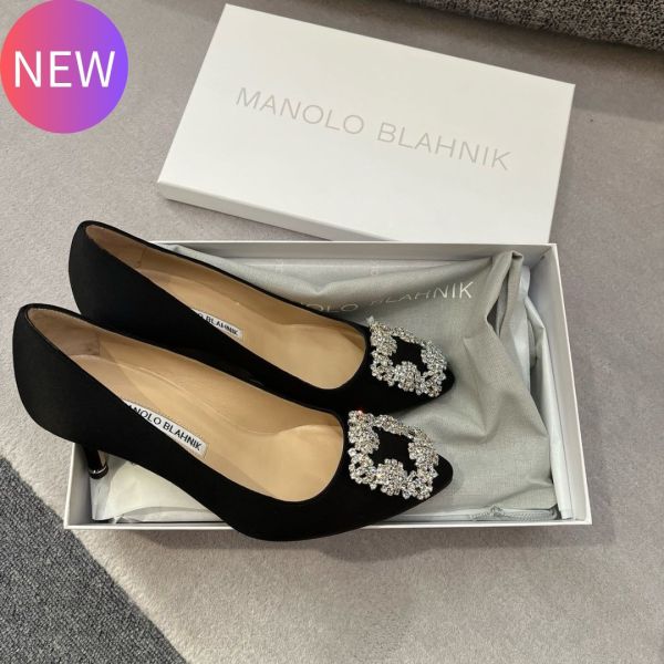 Manolo Blahnik Hangisi 70 水晶搭釦跟鞋  黑色  IT 35/35.5/36/36.5/37/37.5/38/39 Manolo Blahnik Hangisi 70 水晶搭釦跟鞋  黑色