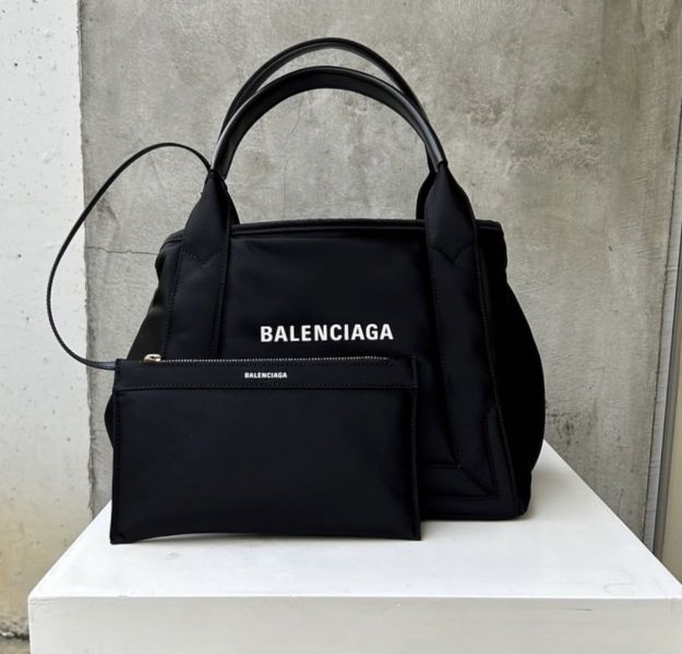 Balenciaga 339933 Navy S 小款帆布手提托特子母包  黑色 