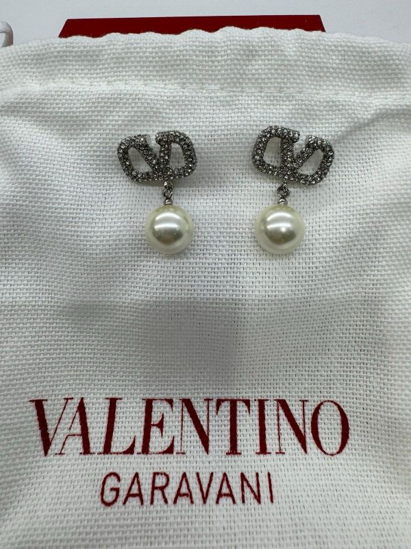 Valentino VLOGO 施華洛世奇水晶和珍珠金屬耳環 