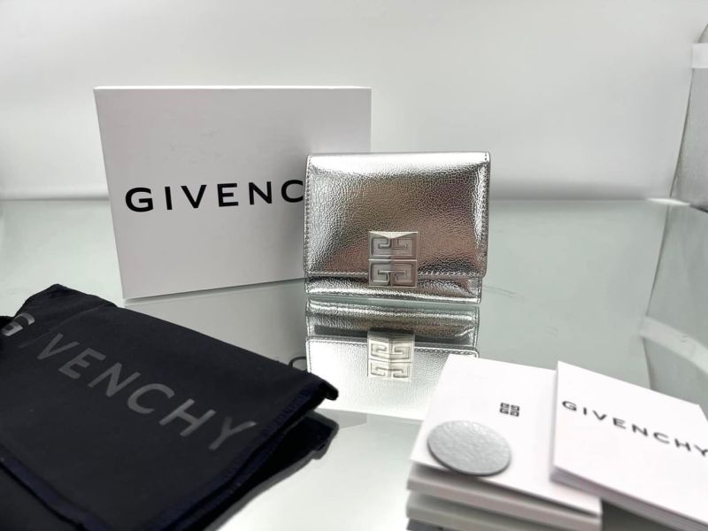 Givenchy 4G 層壓皮革三折錢包 銀色﻿ 