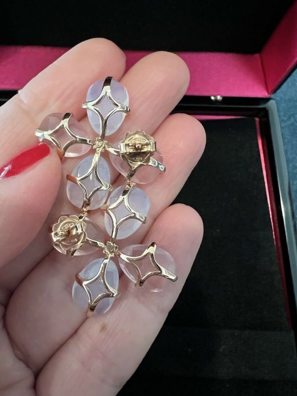 Mimi Milano 18K 玫瑰金鑽石和玉髓花朵耳環 