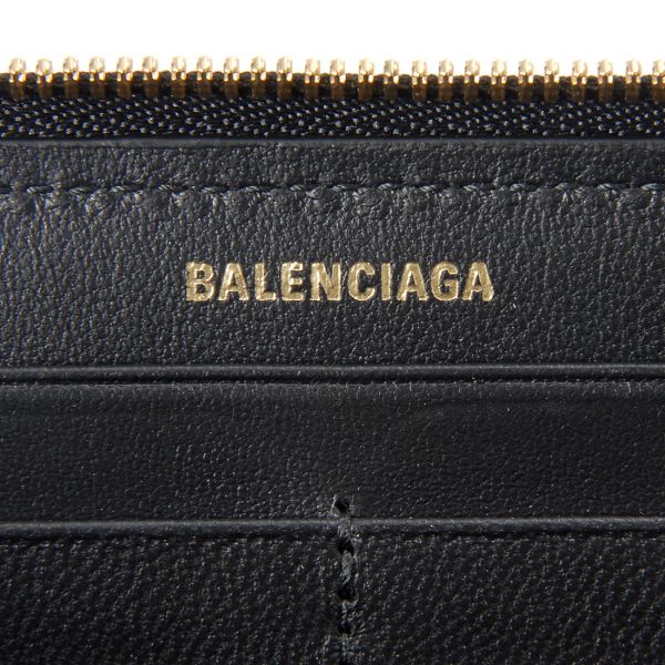 Balenciaga 766447 Crush Continental 小牛皮絎縫皮夾  黑色 