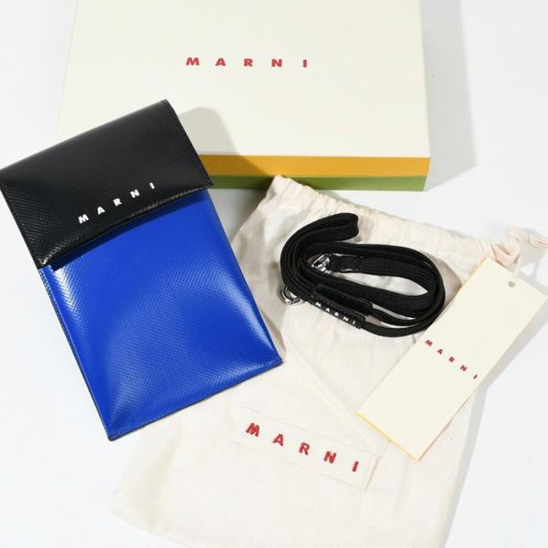 Marni 雙色掛繩卡包及手機袋    藍色/黑色 Marni 雙色掛繩卡包及手機袋    藍色/黑色
