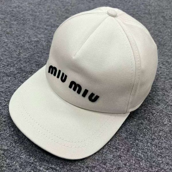 Miu Miu 女款 5HC179 斜紋布棒球帽 M    白色 