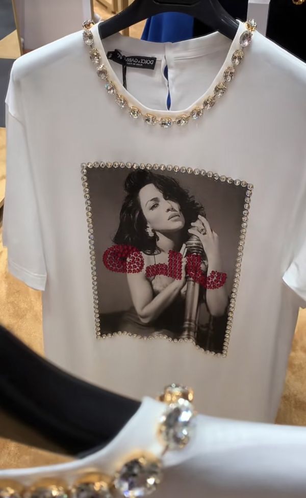 Dolce & Gabbana 女款水鑽裝飾J.Lo短袖長版棉 T    IT 40 S 