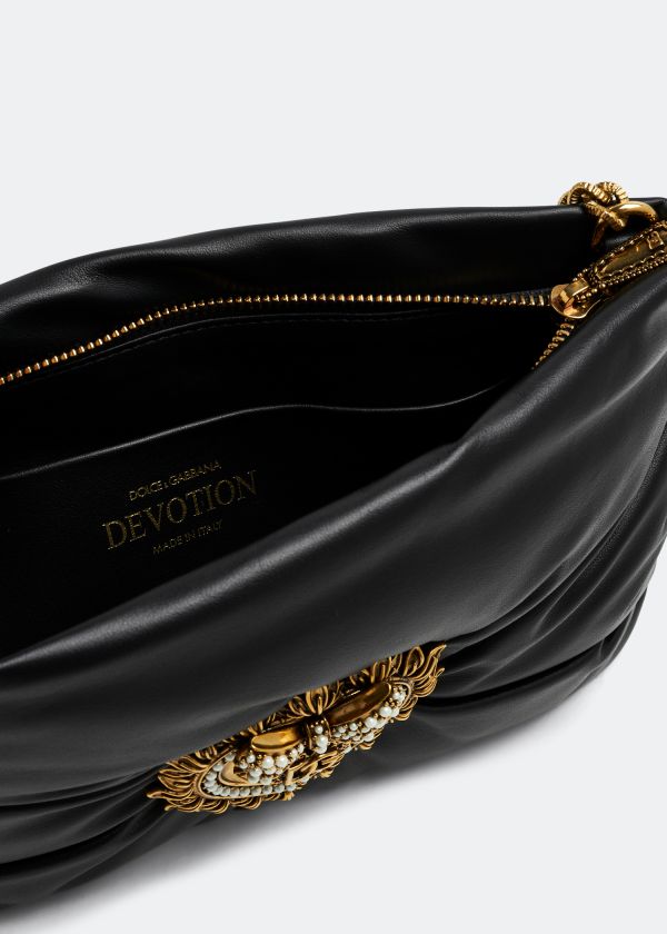 Dolce & Gabbana DG Devotion Soft 小款軟質襯墊小牛皮包  黑色 