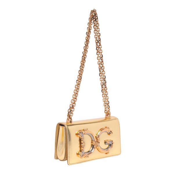 Dolce&Gabbana DG Girls 巴洛克納帕羊皮相機包  古銅金色 DOLCE &GABBANA 特價