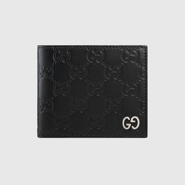 Gucci ‎473916 Signature皮革短夾/錢包  黑色﻿ 